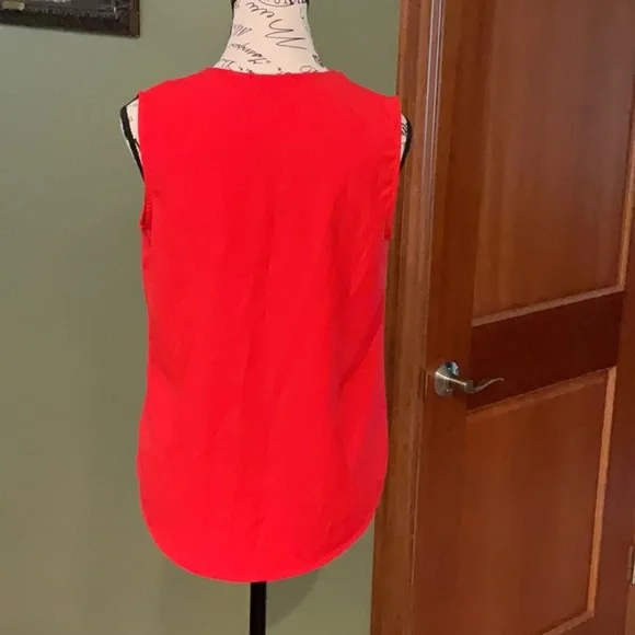 J. Crew Red Sleeveless Ruffled Blouse, Size XS - Picture 4 of 5